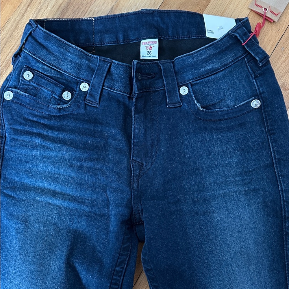 True Religion Dark Blue Skinny Jeans Womens sz 26 NWT Curvy Skinny - Picture 9 of 10